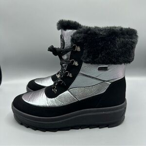 Pajar Canada Winter Boots Lace Up Black Silver Women’s